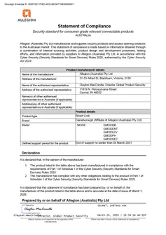 Statement of Compliance - Cyber Security Rules - Gainsborough Mode